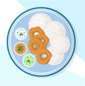 Idli vada. South indian breakfast, savoury rice cake served with chutneys Royalty Free Stock Photo