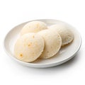 Idli on white plate isolated on transparent background Royalty Free Stock Photo
