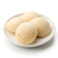 Idli on white plate isolated on transparent background Royalty Free Stock Photo
