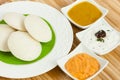 Idly / Idli with tomato & coconut chutney and sambar