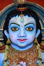 Idol of Goddess Laddu Gopal or little Lord Krishna at a decorated puja pandal in Kolkata