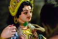 idol of hindu god karthikeya made of clay kept for worshipping during karthik puja in west bengal india