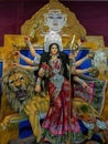 Idol of Hindu goddess Durga Maa in a Pandal in Kolkata Royalty Free Stock Photo