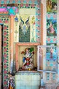 Idol of lord Maruti or Hanuman and painting on glazed ceramic tiles. god goddess Shiv Mandir built