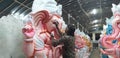 A idol maker is giving the final touch for Vinayaka or Ganesha idol in the occasion of Vinayaka or Ganesha Chaturthi. Royalty Free Stock Photo