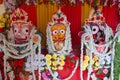 Idols of God Jagannath, Balaram and Goddess Suvadra, India