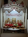 Small decorated temple in the home of Hindu family