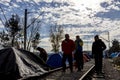 Idomeni, Greece - August 19 , 2015: Hundreds of immigrants are i