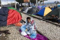 Idomeni, Greece - August 19 , 2015: Hundreds of immigrants are i