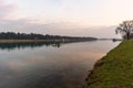 Idroscalo lake and canoeing at sunset Royalty Free Stock Photo