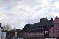 Idstein, Germany - 02 04 2023: Edge of old townith half-timbered and modern buildings Royalty Free Stock Photo