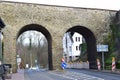 Idstein, Germany - 02 04 2023: medieval twin arch stone bridge in Idstein old town Royalty Free Stock Photo