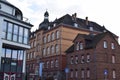 Idstein, Germany - 02 04 2023: old stone buildings and modern buildings on the other side Royalty Free Stock Photo