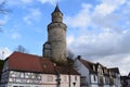 Idstein, Germany - 02 04 2023: Old town street with Hexenturm Royalty Free Stock Photo