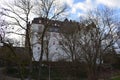 Idstein, Germany - 02 04 2023: Residenzschloss Idstein, side with parking lot Royalty Free Stock Photo