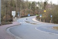 Idstein, Germany - 02 04 2023: roundabout leading into a steep mountain street Royalty Free Stock Photo