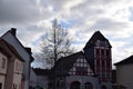 Idstein, Germany - 02 04 2023: half-timbered buildings in old town, one tower Royalty Free Stock Photo