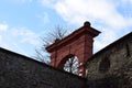 Idstein, Germany - 02 04 2023: Red limestone arch Royalty Free Stock Photo