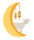 idul adha goat and muslim moon