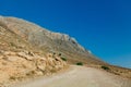 Idylic west Crete landscape with goats countryside road