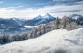 Idylic winter landscape, Watzmann, Berchtesgaden, Bavaria, Germany