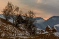 An Idylic Winter Mountain Landscape after Sunset