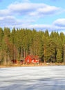 Finland, Savonia: Cabin at a Frozen Lake