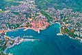 Idyllic Adriatic island town of Krk aerial evening view Royalty Free Stock Photo