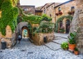 Idyllic alley way in civita di Bagnoregio, Lazio, Italy