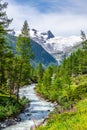 Idyllic alpine valley with Grossvenediger Mountain Royalty Free Stock Photo