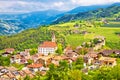 Idyllic alpine village of Gudon architecture and landscape view