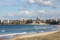 Idyllic Australian beach bay with town