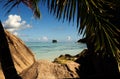 Tropical beach with granitic rocks and blue water