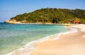 Idyllic beach in Labadee Island, Haiti. Exotic wild tropical beach with white sand and clear turquoise water