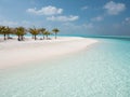 Idyllic Beach on Maldives on Meeru Island with Palm Trees Royalty Free Stock Photo