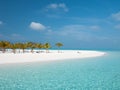 Idyllic Beach on Maldives on Meeru Island with Palm Trees Royalty Free Stock Photo