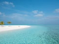 Idyllic Beach on Maldives on Meeru Island with Palm Trees Royalty Free Stock Photo