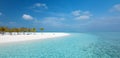 Idyllic Beach on Maldives on Meeru Island with Palm Trees Royalty Free Stock Photo