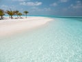 Idyllic Beach on Maldives on Meeru Island with Palm Trees Royalty Free Stock Photo