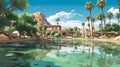 Tranquil Oasis In The Desert