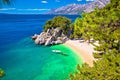 Idyllic beach Punta Rata in Brela aerial view