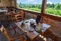 Idyllic breakfast table with a nice view in the nature Royalty Free Stock Photo