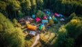 Idyllic camping adventure in nature beauty generated by AI