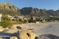 Idyllic Camps Bay beach and Table Mountain in Cape Town, South Africa Royalty Free Stock Photo