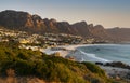 Idyllic Camps Bay beach and Table Mountain in Cape Town, South Africa Royalty Free Stock Photo