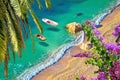 Idyllic Cote d`Azur sand beach aerial view