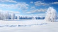 Idyllic countryside covered in a blanket of fresh snow. Ai Generated.NO.04
