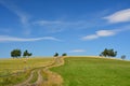Idyllic countryside scenic meadow and sky view Royalty Free Stock Photo