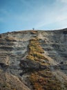 Idyllic countryside view to a bare and lone tree on the top of the karst limestone hills at Orheiul Vechi, old Orhei complex, near Royalty Free Stock Photo