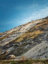 Idyllic countryside view to a bare and lone tree on the top of the karst limestone hills at Orheiul Vechi, old Orhei complex, near Royalty Free Stock Photo